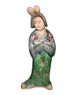 Vintage 22" Chinese Tang Dynasty Style Sancai Court Lady Figurine